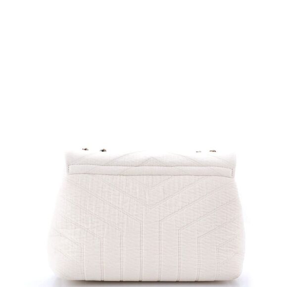 Saint Laurent Loulou Shoulder Bag Matelasse Chevron Fabric Small Neutral - Picture 3 of 6